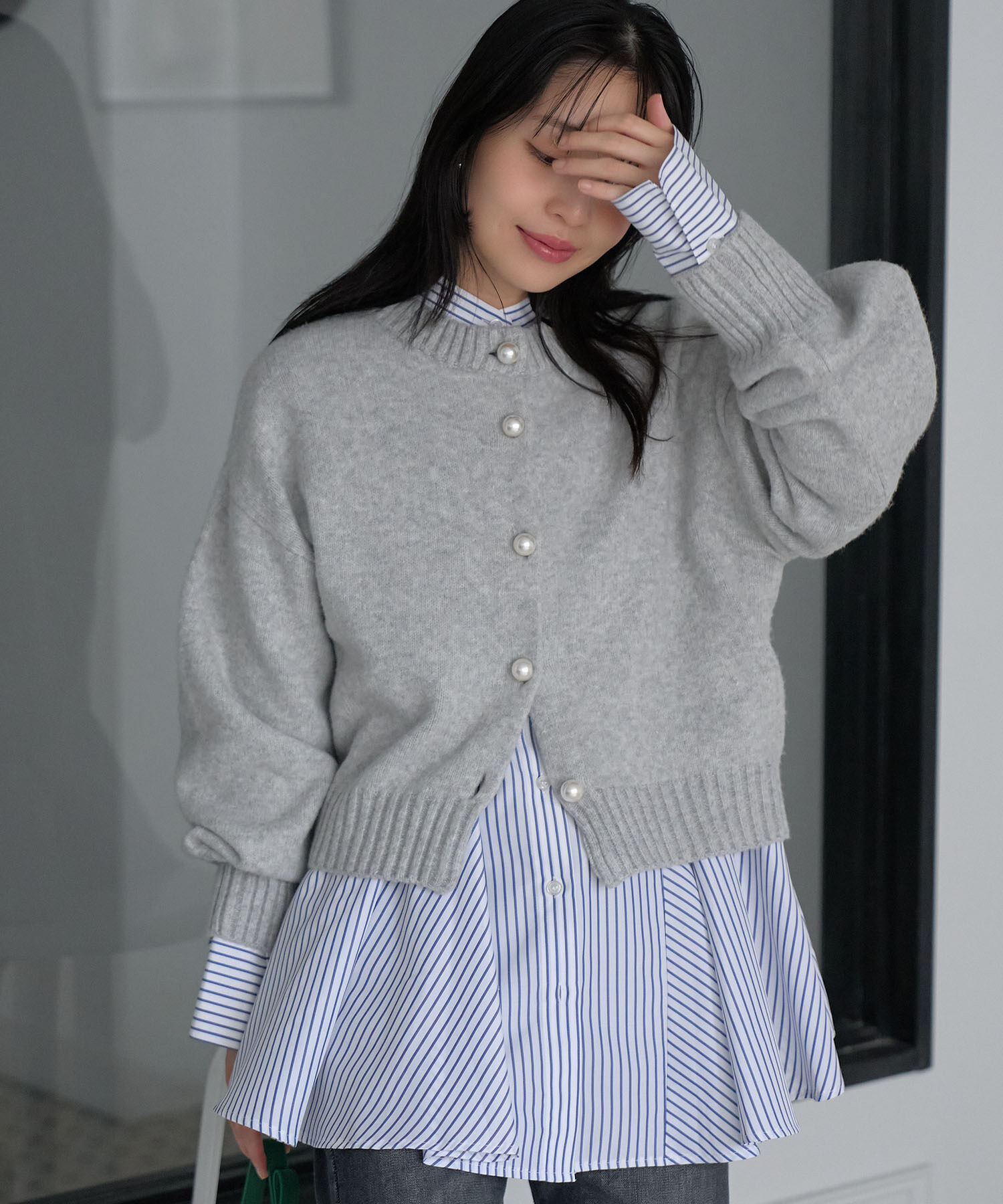 VIS「【シリーズ累計販売数3万点超え！】BIGパール釦カーディガン【新色】【洗える】」|カーディガン|