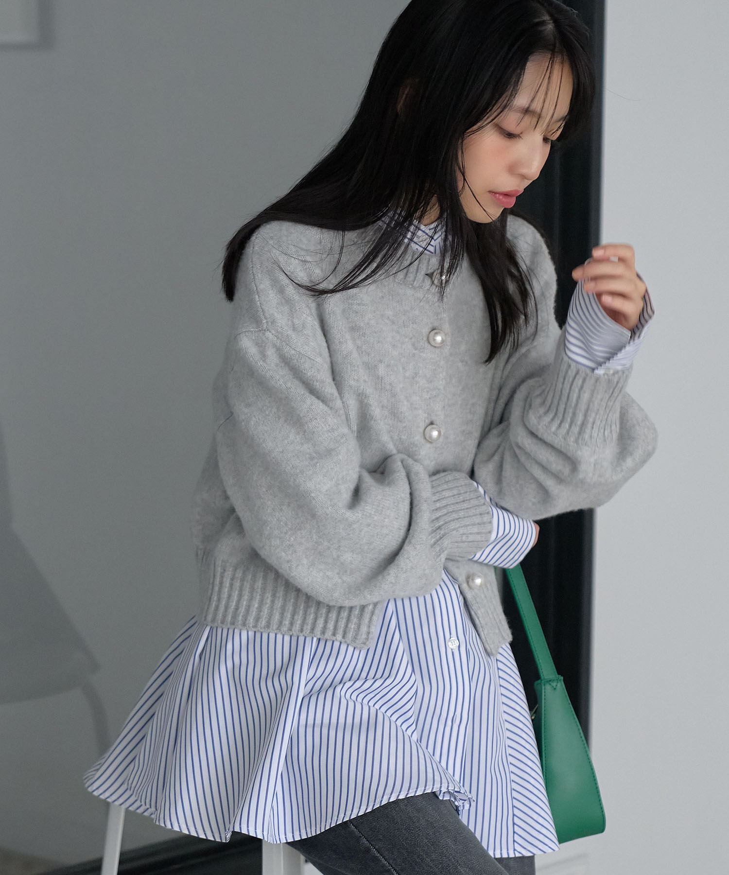 VIS「【シリーズ累計販売数3万点超え！】BIGパール釦カーディガン【新色】【洗える】」|カーディガン|