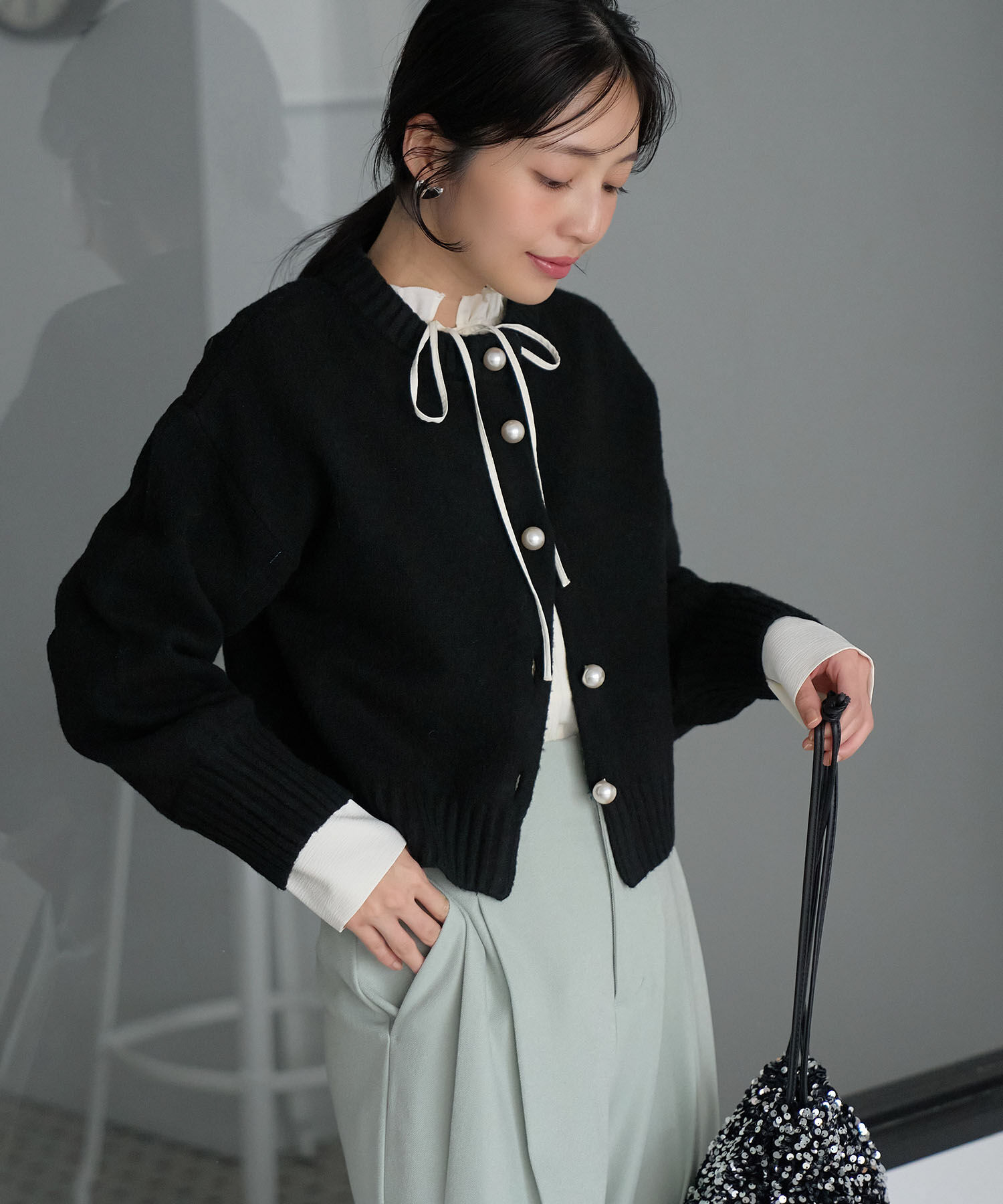 VIS「【シリーズ累計販売数3万点超え！】BIGパール釦カーディガン【新色】【洗える】」|カーディガン|