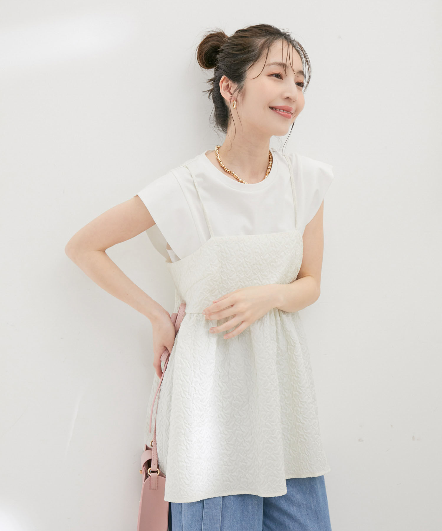 VIS「ふくれジャガードキャミトップス」|キャミソール|