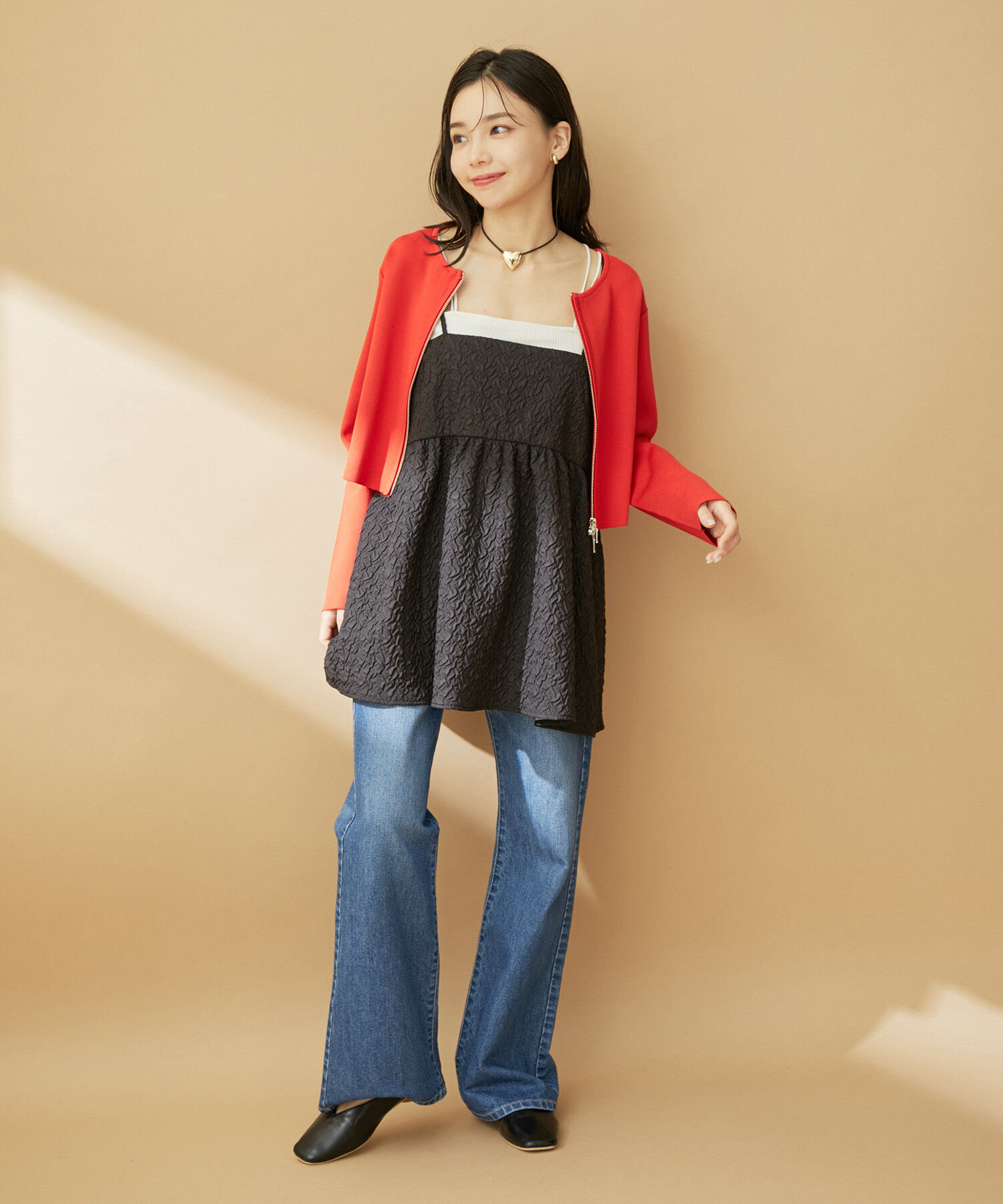 VIS「ふくれジャガードキャミトップス」|キャミソール|