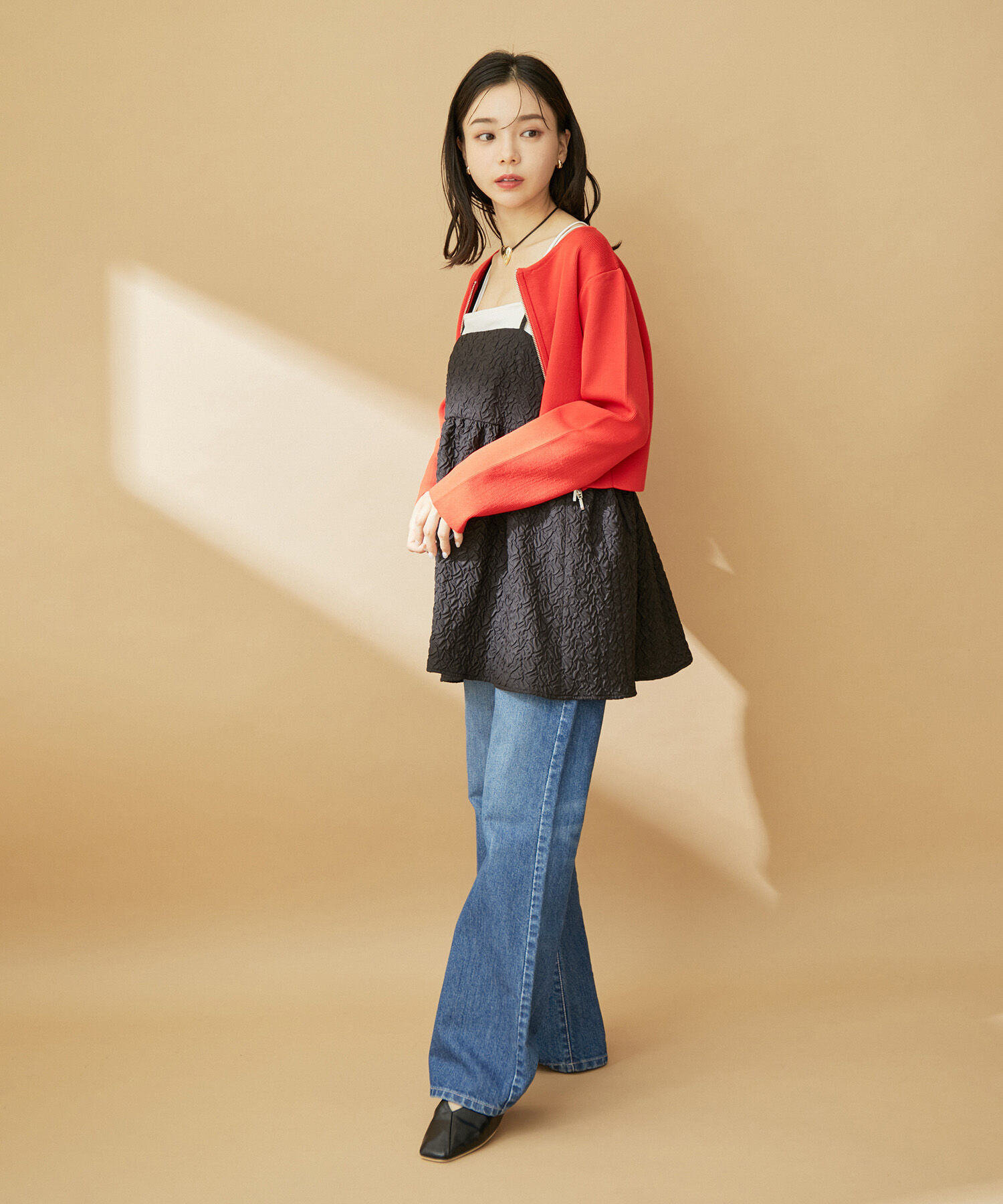 VIS「ふくれジャガードキャミトップス」|キャミソール|