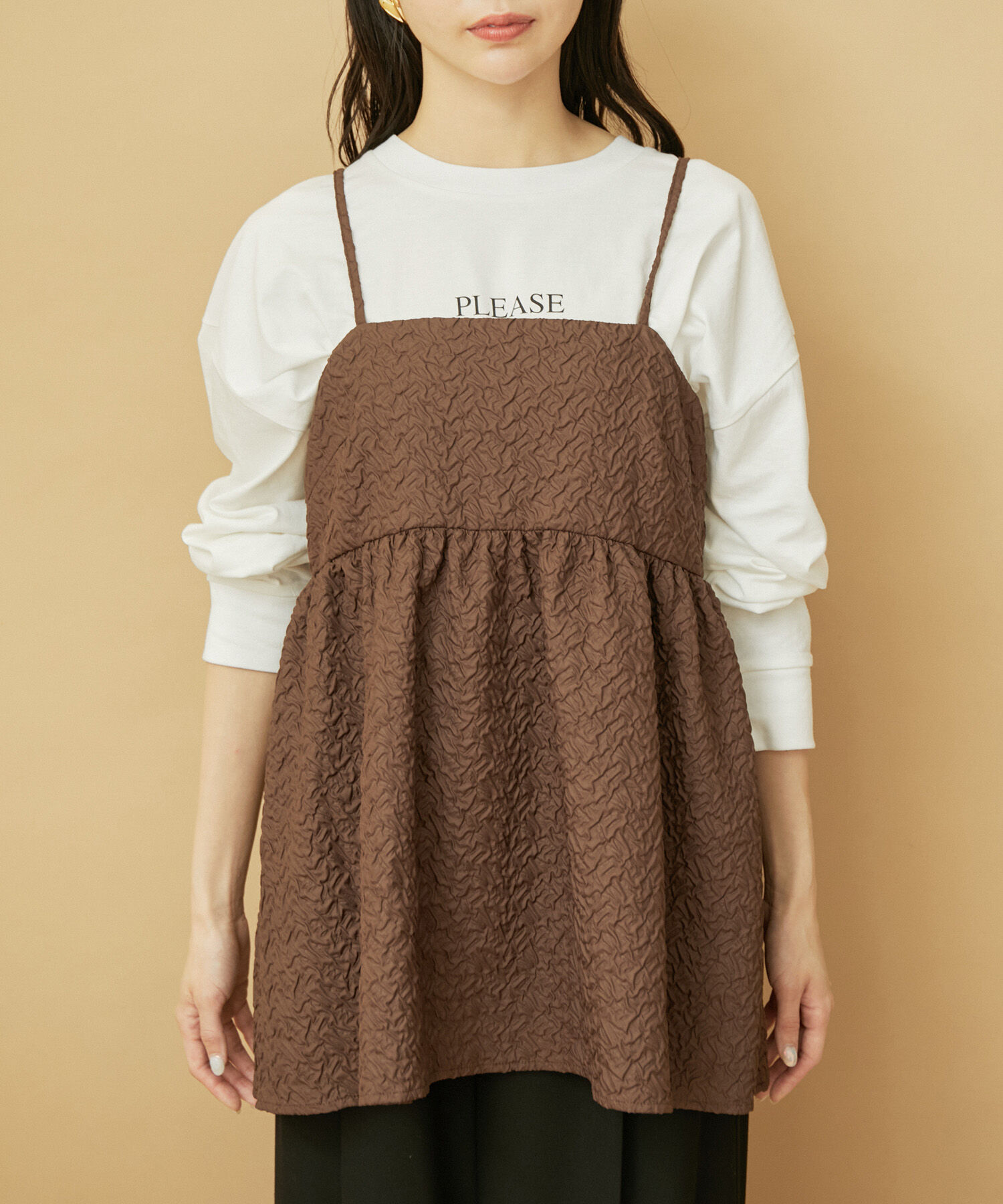 VIS「ふくれジャガードキャミトップス」|キャミソール|