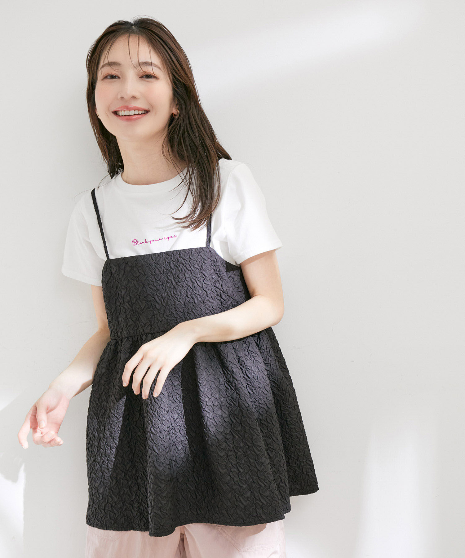 VIS「ふくれジャガードキャミトップス」|キャミソール|