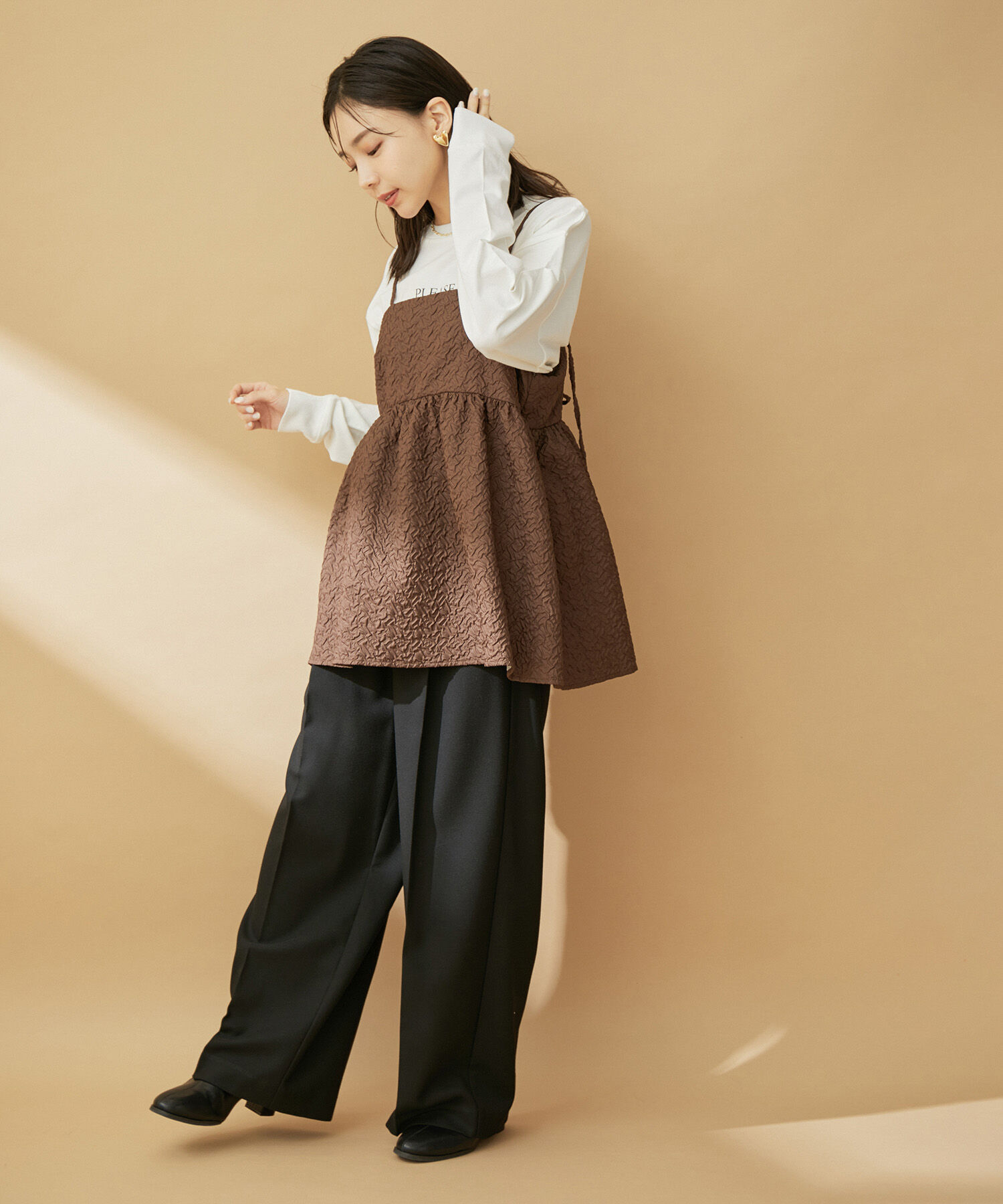 VIS「ふくれジャガードキャミトップス」|キャミソール|