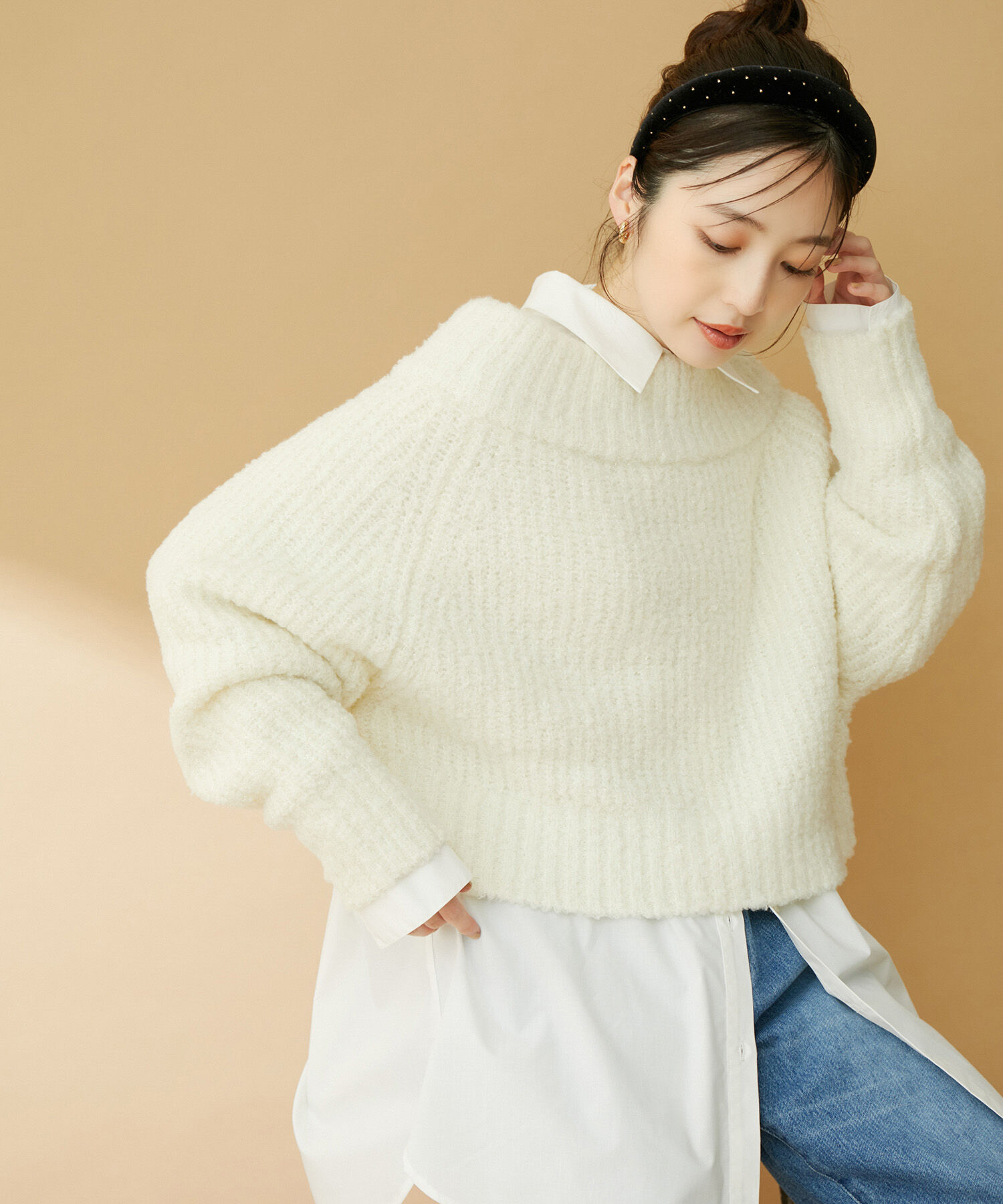 VIS「ショート丈オフショルニット」|ニット・セーター|