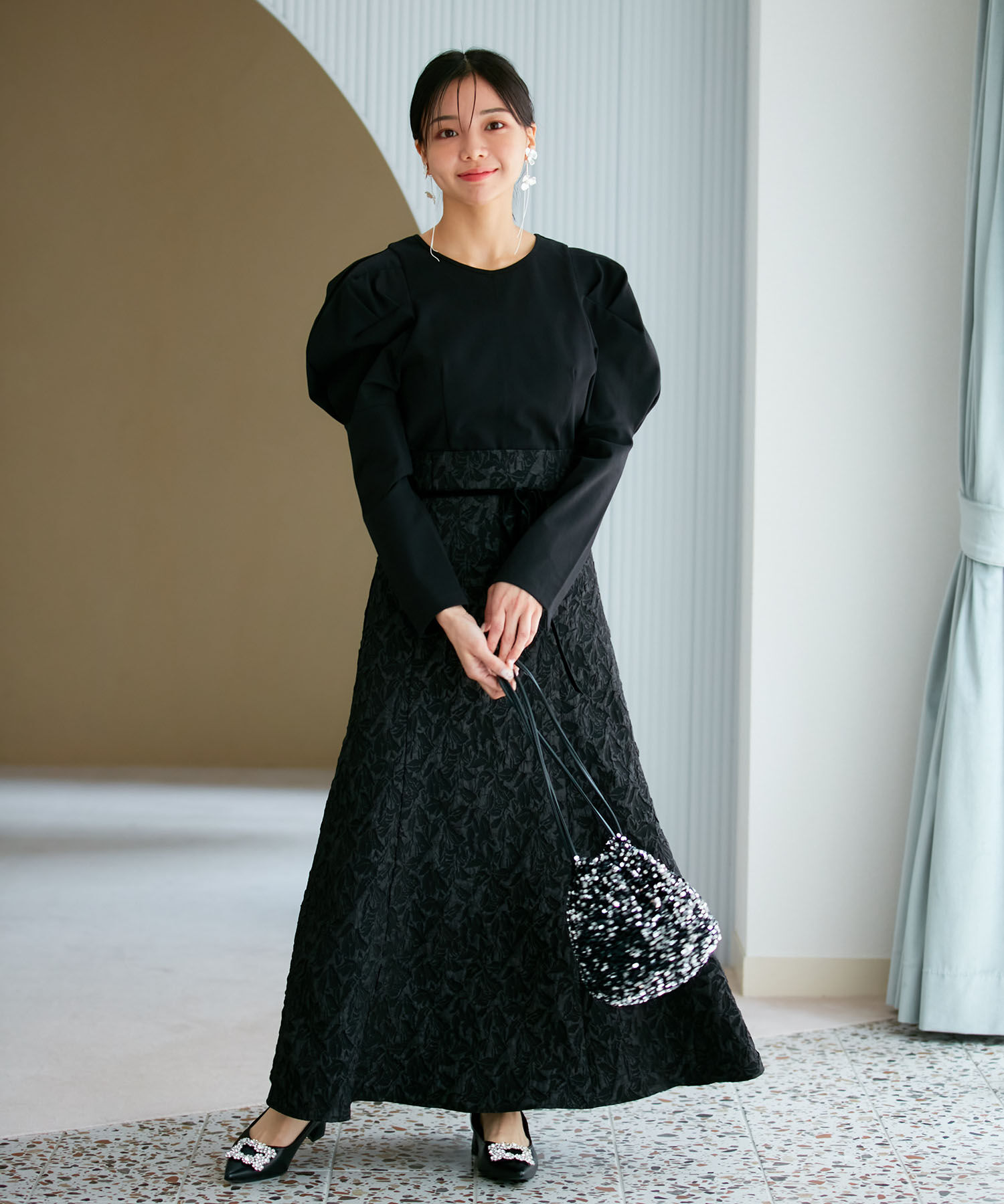 VIS「【洗える】タックボリュームスリーブカットソー」|Tシャツ・カットソー|