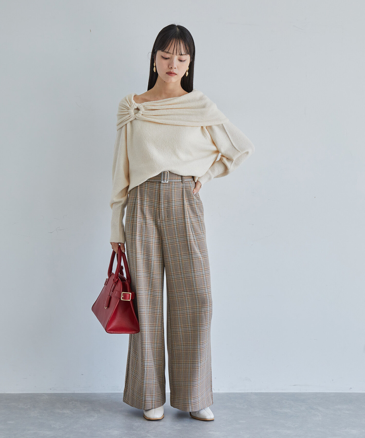 VIS「【2WAY】ミックスヤーンオフショルダーニット」|ニット・セーター|