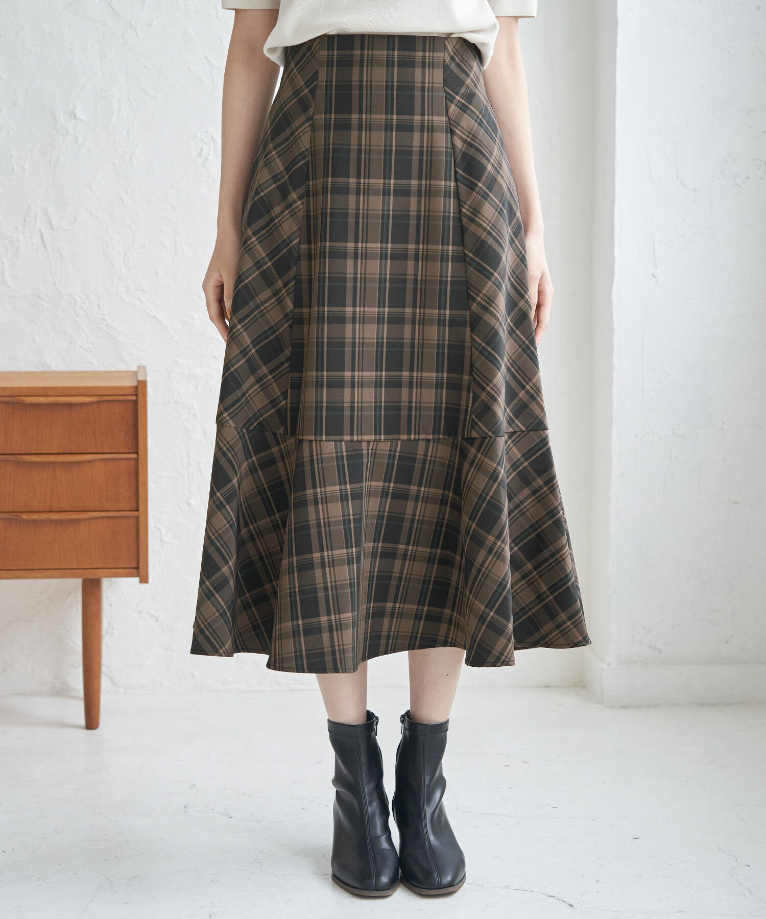 Rope&rsquo;Picnic「チェックセミマーメイドスカート」|スカート|