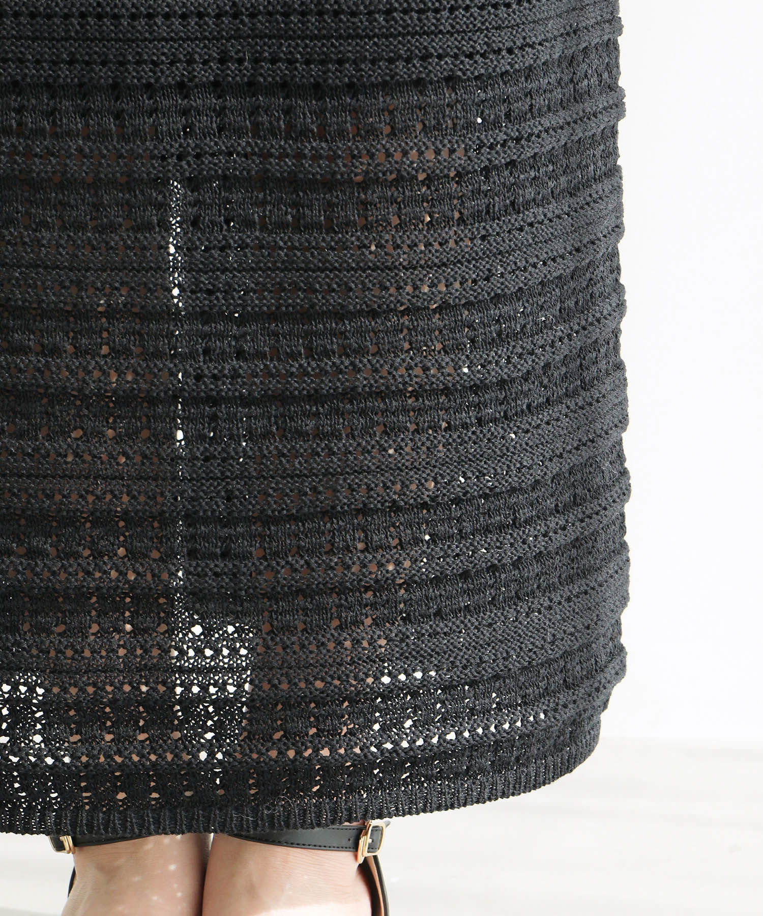 Rope&rsquo;Picnic「セットアップ対応/透かし編みテープヤーンIラインニットスカート」|スカート|