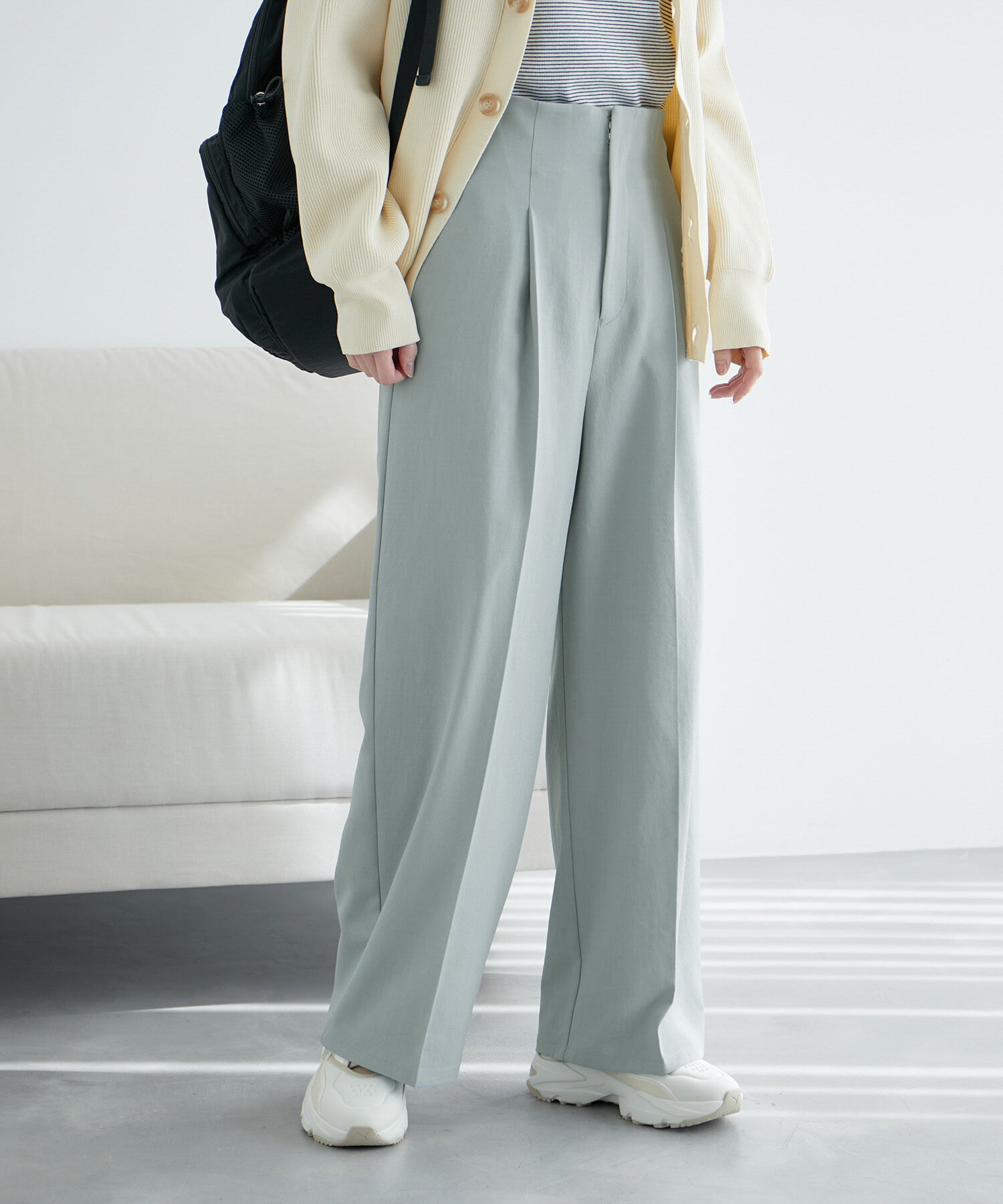 Rope&rsquo;Picnic「ハイウエストセンタープレスパンツ/UVカット・セットアップ対応・リンクコーデ」|その他|サックス(48)