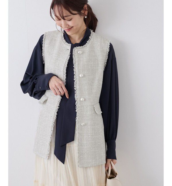 Rope&rsquo;Picnic「ツイードジレ ベスト」|ベスト・ジレ|ライトグレー