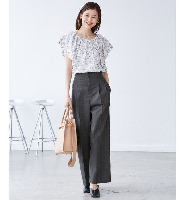 Rope&rsquo;Picnic「【UVカット・接触冷感】タックチノワイドパンツ」|チノ|