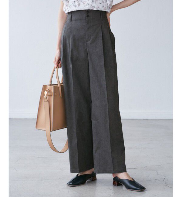 Rope&rsquo;Picnic「【UVカット・接触冷感】タックチノワイドパンツ」|チノ|