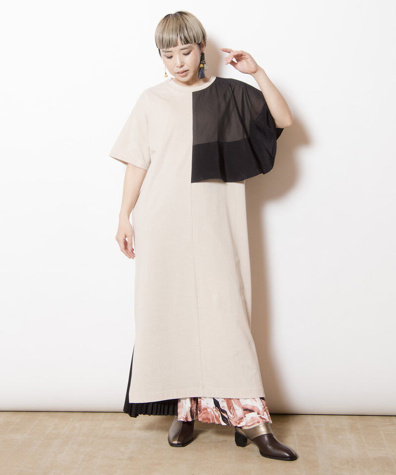  「アシンメトリーケープワンピース」|ワンピース|