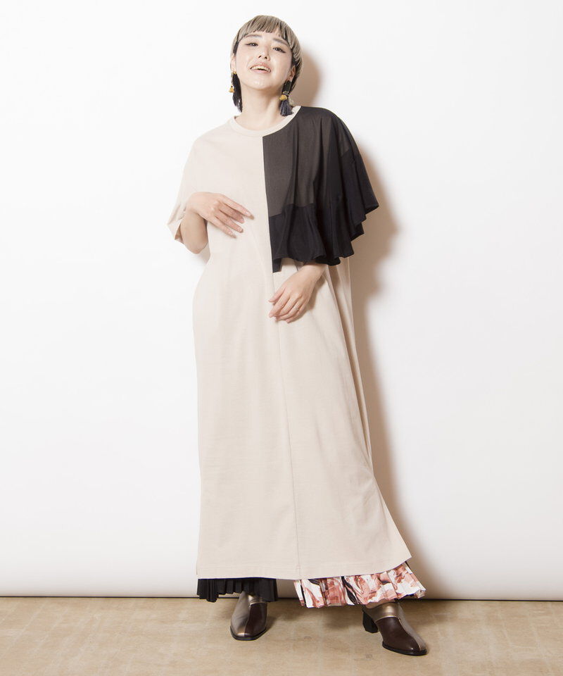  「アシンメトリーケープワンピース」|ワンピース|