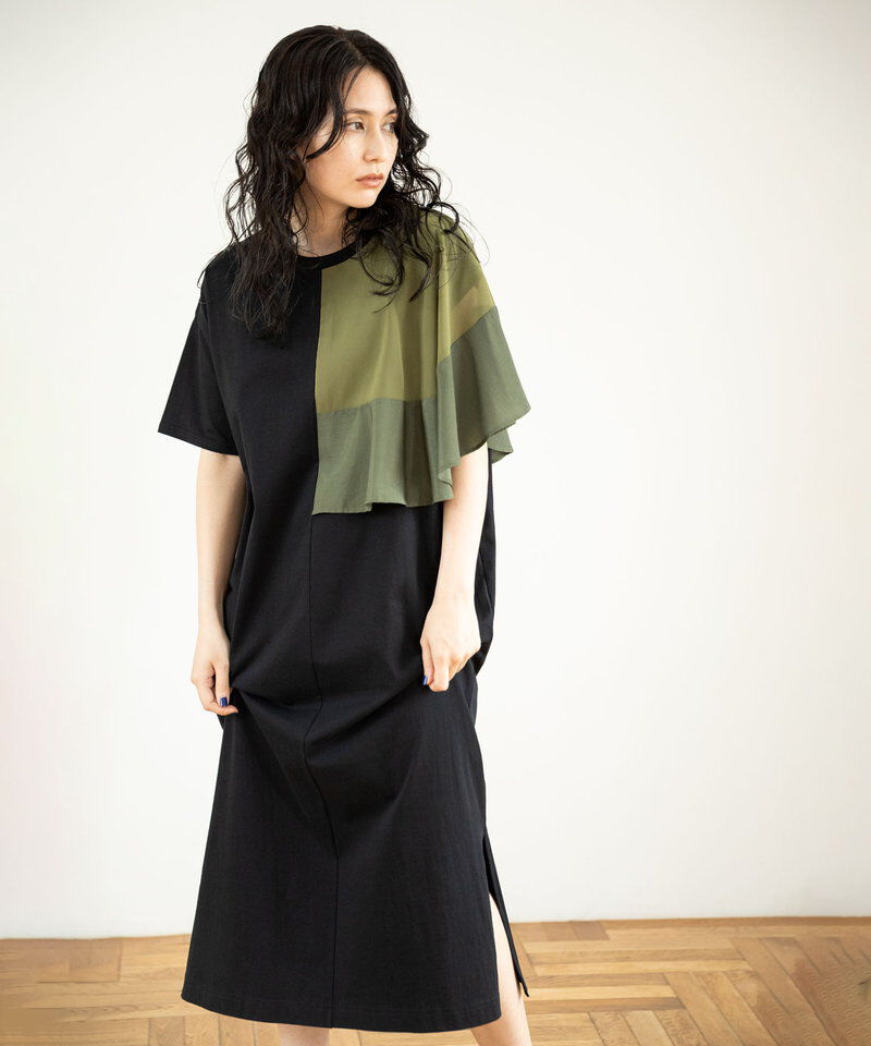  「アシンメトリーケープワンピース」|ワンピース|