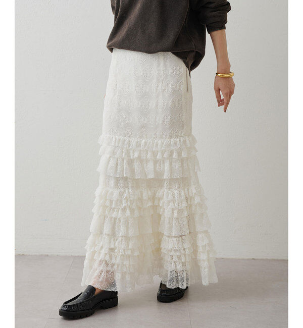  「【15th Anniversary】ティアードレーススカート」|スカート|オフホワイト