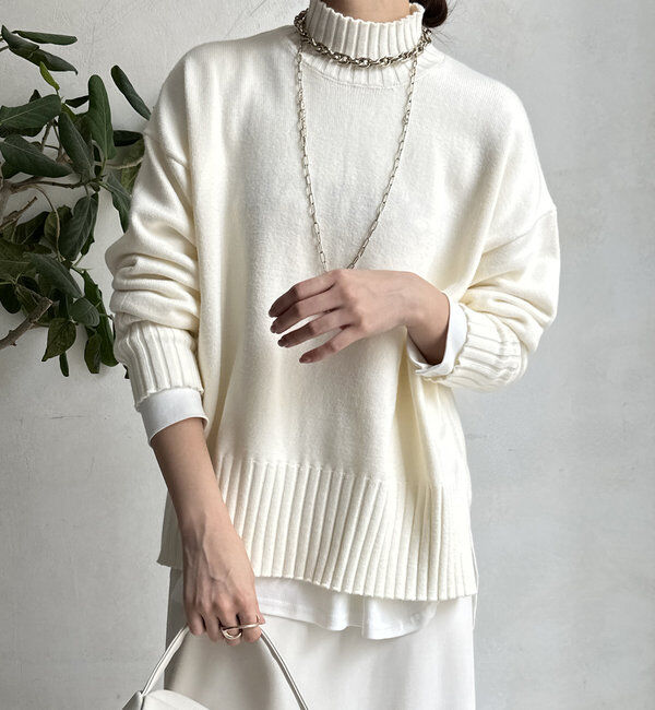  「【WEB限定】モッチリミドルゲージハイネックニット」|ニット・セーター|