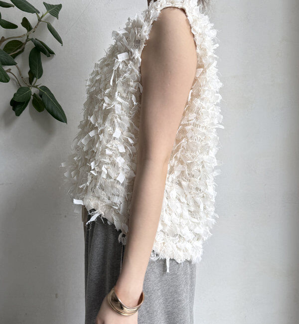  「【WEB限定】リボンフリンジベスト」|ニット・セーター|