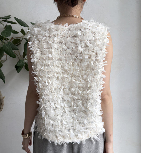  「【WEB限定】リボンフリンジベスト」|ニット・セーター|