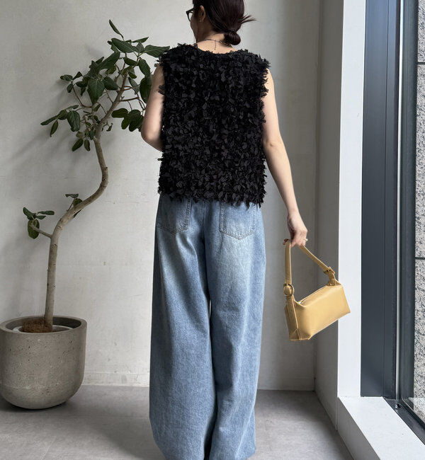  「【WEB限定】リボンフリンジベスト」|ニット・セーター|