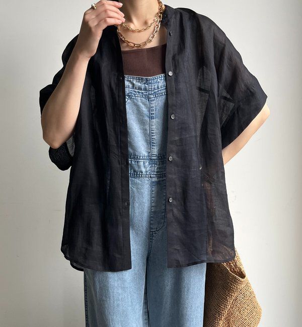  「シアーリネンシャツ」|シャツ・ブラウス|ブラック