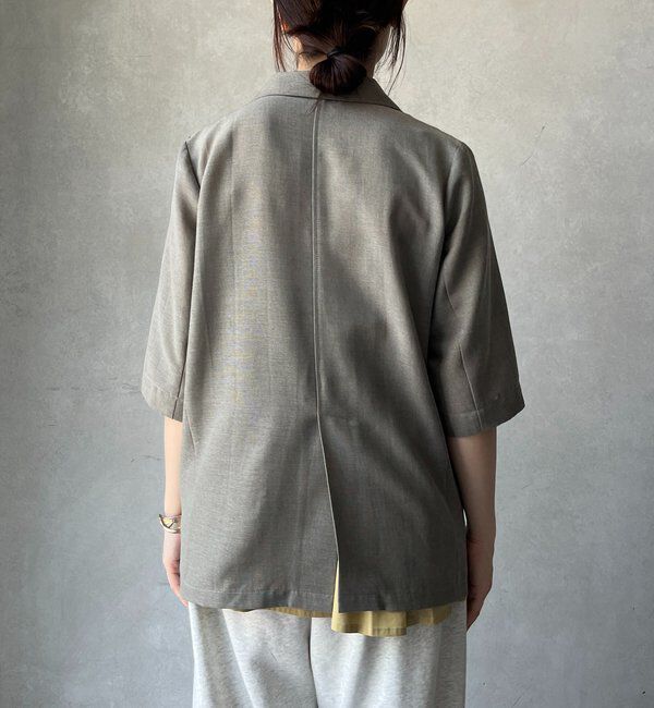  「【ウォッシャブル】5分袖シアーダブルジャケット」|テーラードジャケット|