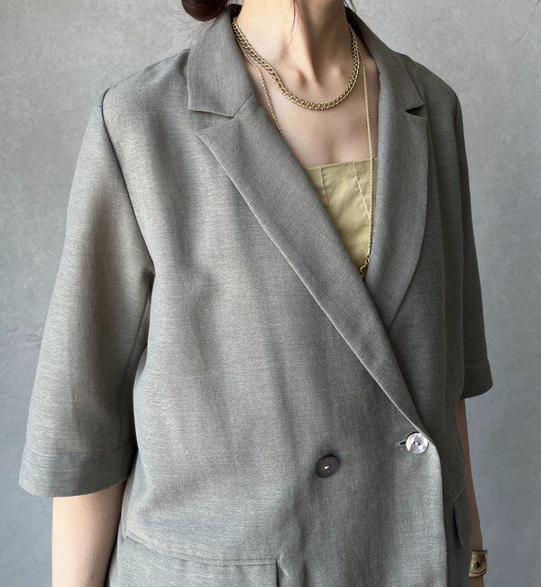  「【ウォッシャブル】5分袖シアーダブルジャケット」|テーラードジャケット|