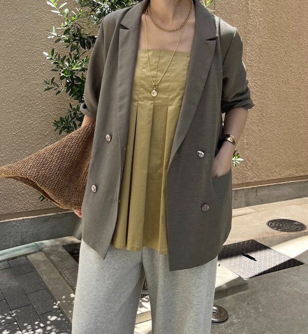  「【ウォッシャブル】5分袖シアーダブルジャケット」|テーラードジャケット|