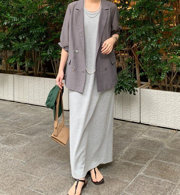  「【ウォッシャブル】5分袖シアーダブルジャケット」|テーラードジャケット|