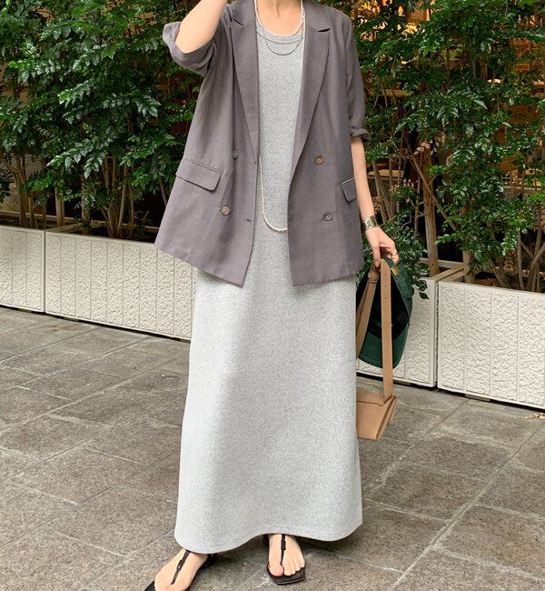  「【ウォッシャブル】5分袖シアーダブルジャケット」|テーラードジャケット|