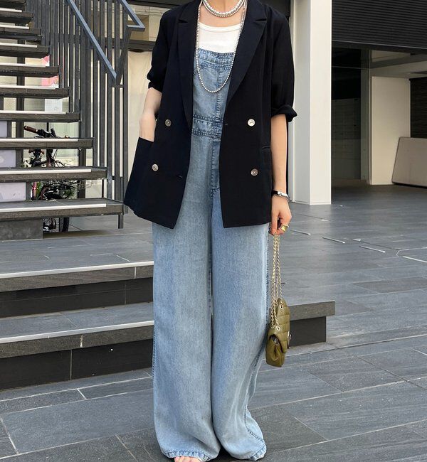  「【ウォッシャブル】5分袖シアーダブルジャケット」|テーラードジャケット|