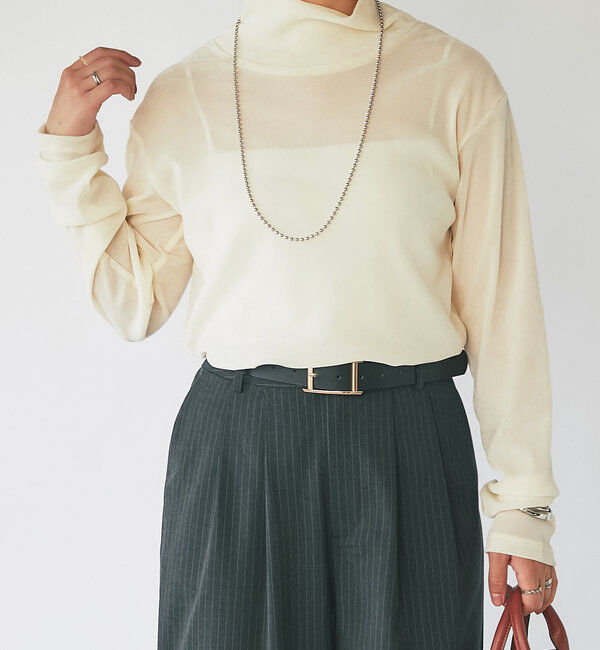  「チュールフロッキーハイネックカットソー」|Tシャツ・カットソー|アイボリー