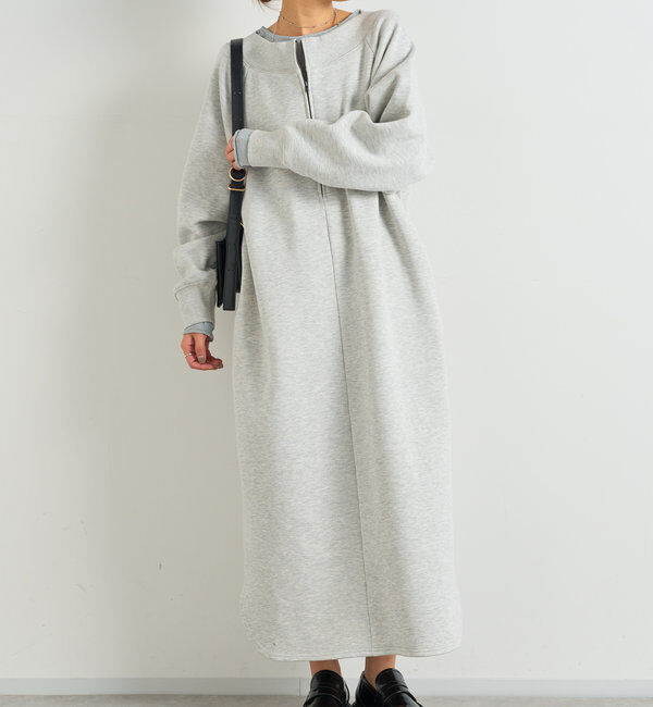  「前後2WAY裏起毛フロントZIPワンピース」|その他|ライトグレー