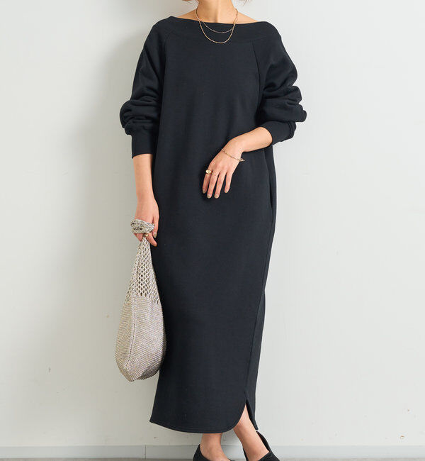  「前後2WAY裏起毛フロントZIPワンピース」|その他|ブラック