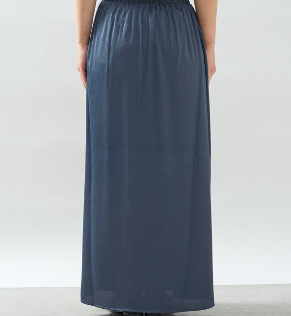  「《ウエスト総ゴム仕様》サテン楊柳ロングスカート」|スカート|