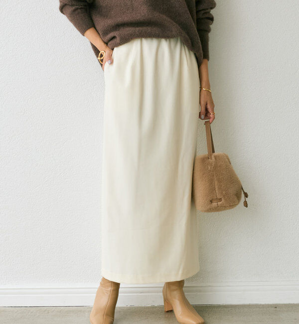  「【オンオフ着れる】ウォームギャザータイトスカート」|スカート|オフホワイト