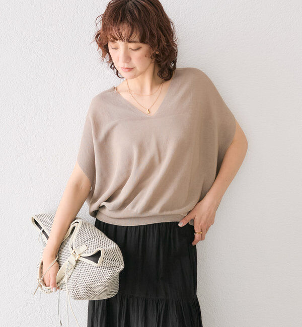  「【美シルエット】ライトギマフレンチコクーンニット」|ニット・セーター|