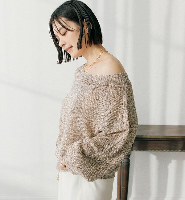  「予約【ワンショルやオフショルにも！】ペーパーMIXニット」|ニット・セーター|