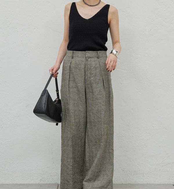  「【HERITANOVUM】チェックベルトパンツ」|チノ|