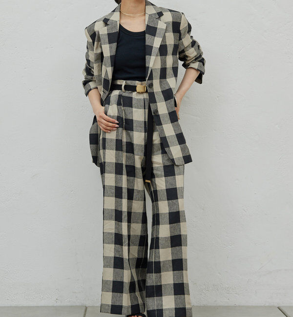  「【HERITANOVUM】チェックベルトパンツ」|チノ|