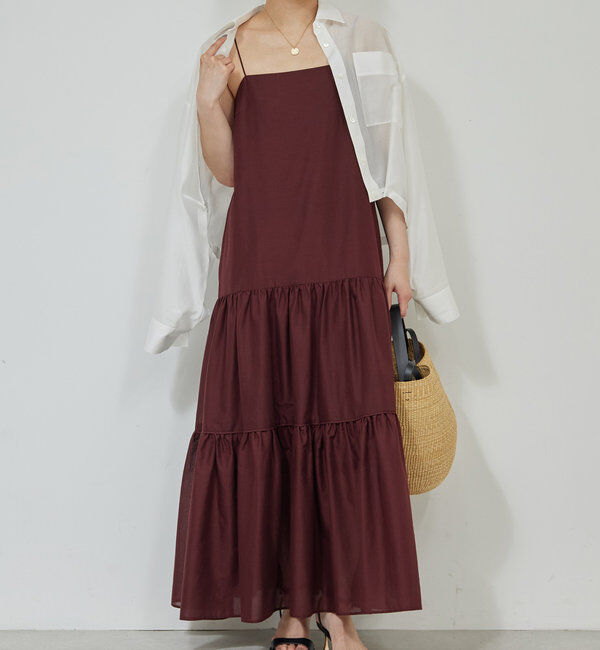  「ティアードキャミソールドレス」|ワンピース|ブラウン