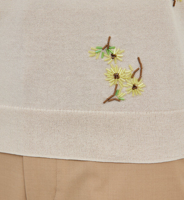  「【HERITANOVUM】シアーエンブロイダリーノースリーブニット」|ニット・セーター|