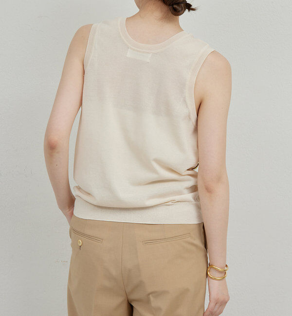  「【HERITANOVUM】シアーエンブロイダリーノースリーブニット」|ニット・セーター|