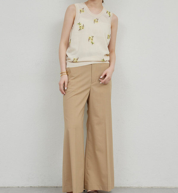  「【HERITANOVUM】シアーエンブロイダリーノースリーブニット」|ニット・セーター|