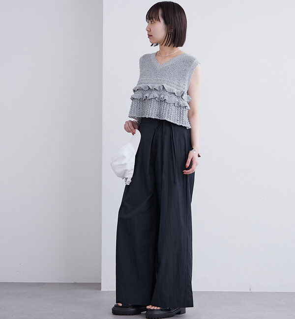  「ラップタックワイドパンツ」|チノ|