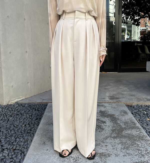  「【累計2万本突破！】【低身長・高身長サイズあり】2タックワイドパンツ」|チノ|