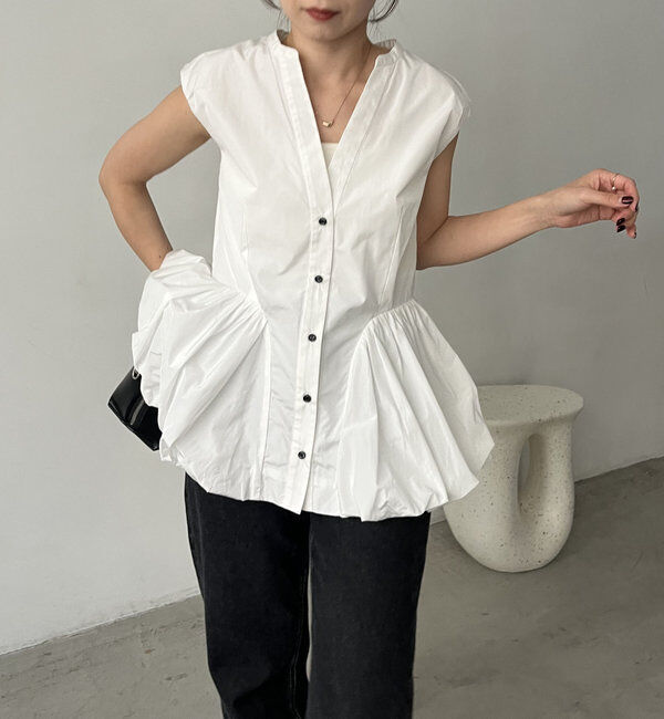  「〈VERSEAU/ヴェルソー〉バルーンペプラムシャツ」|シャツ・ブラウス|