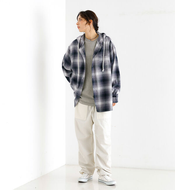 ABAHOUSE「【Revo./レボ】オンブレチェック フードシャツ/ユニセックス/TH-3870」|シャツ・ブラウス|